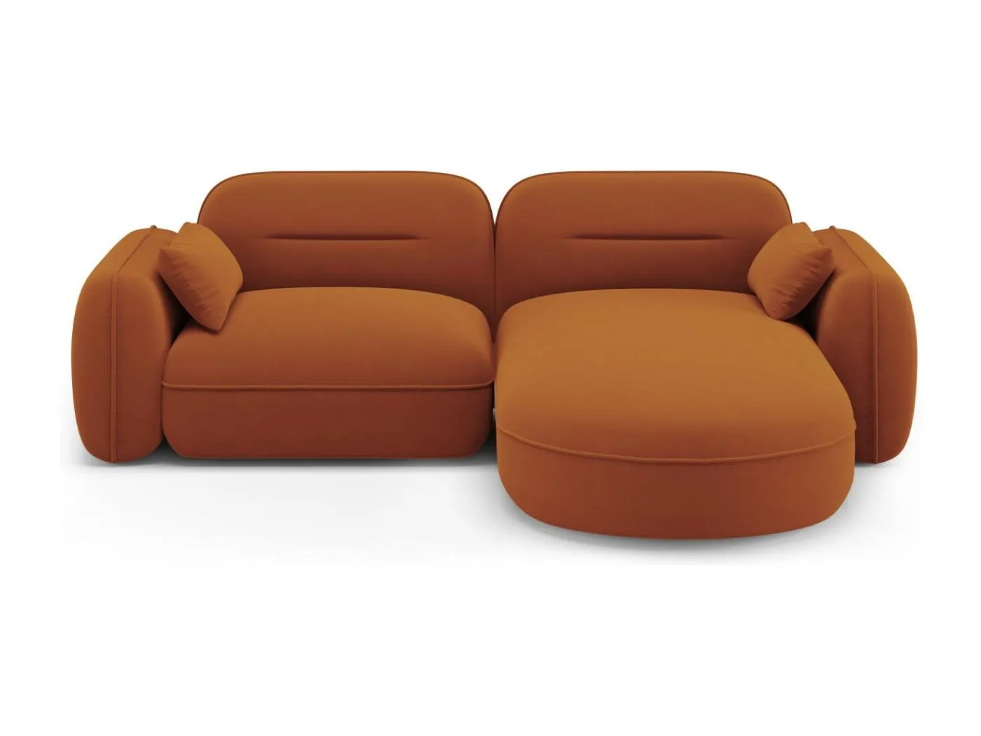 Cosmopolitan Design - 3-Sitzer modulares Ecksofa rechts "Sydney" aus Samt terrakotta - 230x165x70cm
