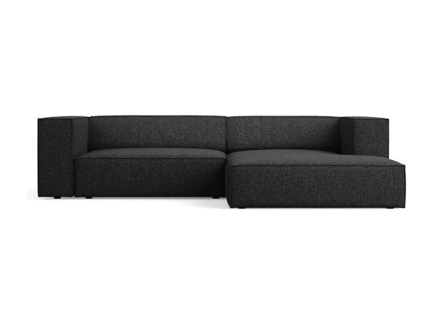 Cosmopolitan Design - 3-Sitzer Ecksofa rechts "Arendal" aus Chenille-Stoff schwarz - 224x166x70cm
