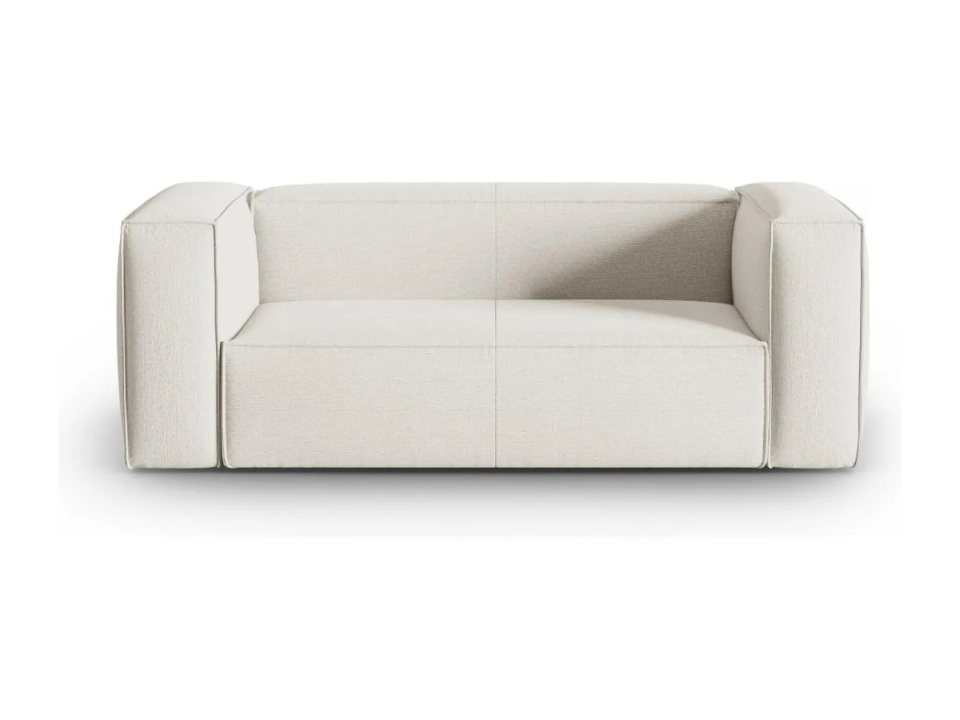 Cosmopolitan Design - 2-Sitzer Sofa "Mackay" aus strukturiertem Samt elfenbein - 150x94x73cm