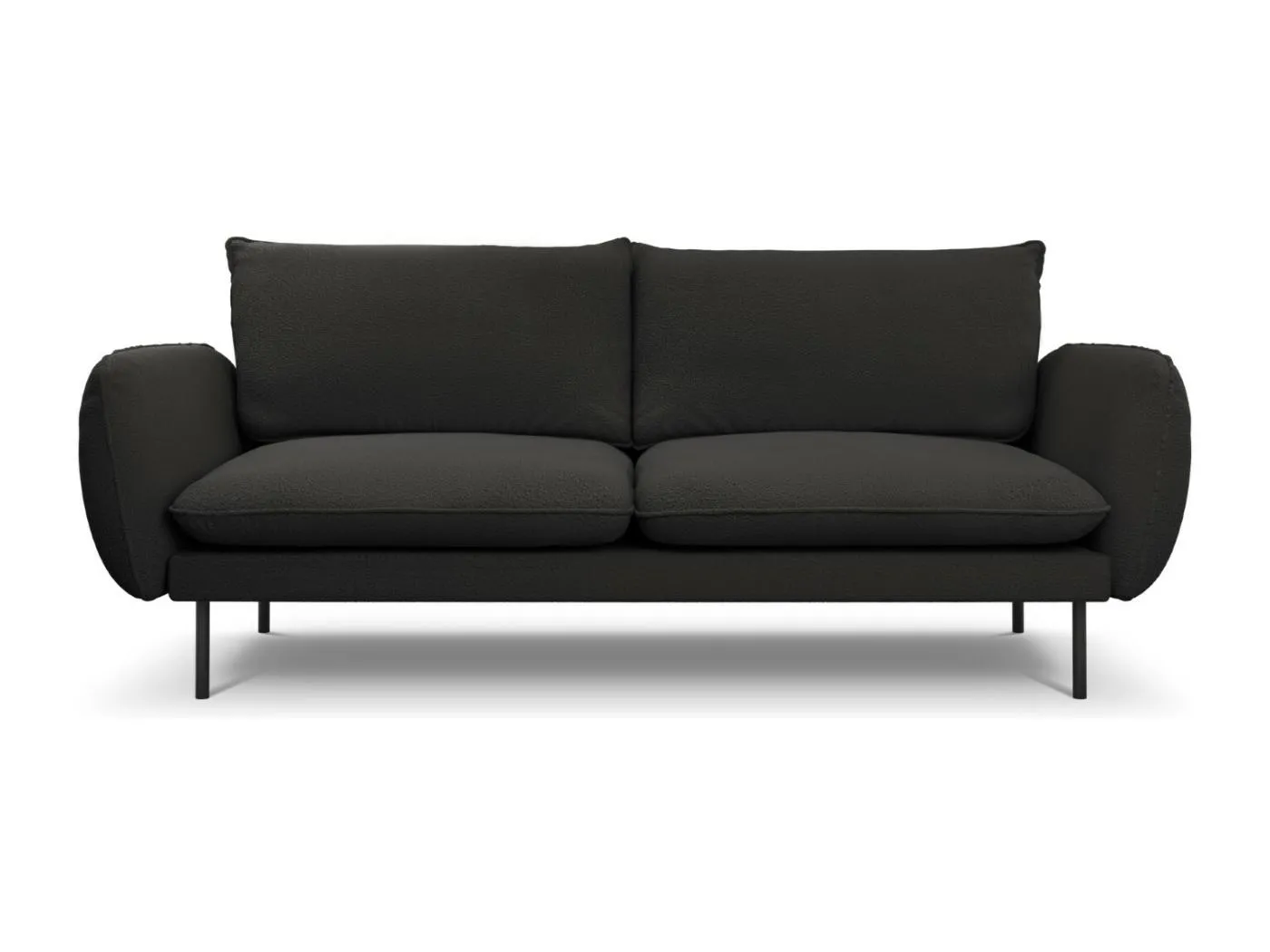 Cosmopolitan Design - 3-Sitzer Sofa "Vienna" aus Boucle schwarz - 200x92x95cm