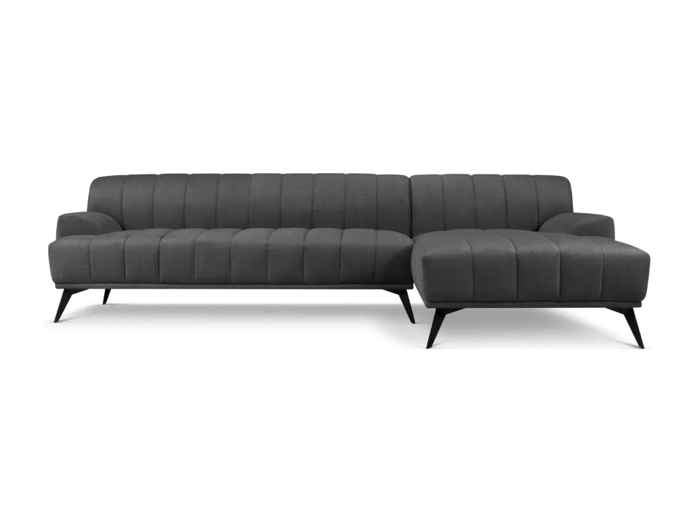 CXL by Christian Lacroix - 5-Sitzer Ecksofa rechts "Rita" Sitzer aus Samt dunkelgrau - 289x185x77cm