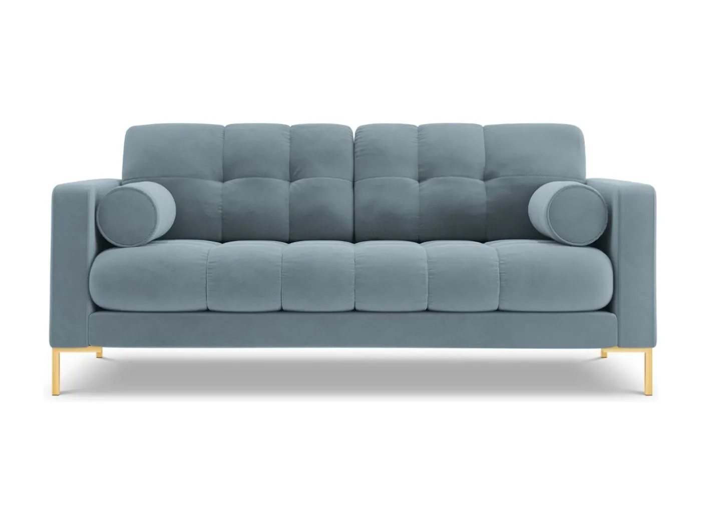 Cosmopolitan Design - 2-Sitzer Sofa "Bali" aus Samt hellblau - 152x92x75cm