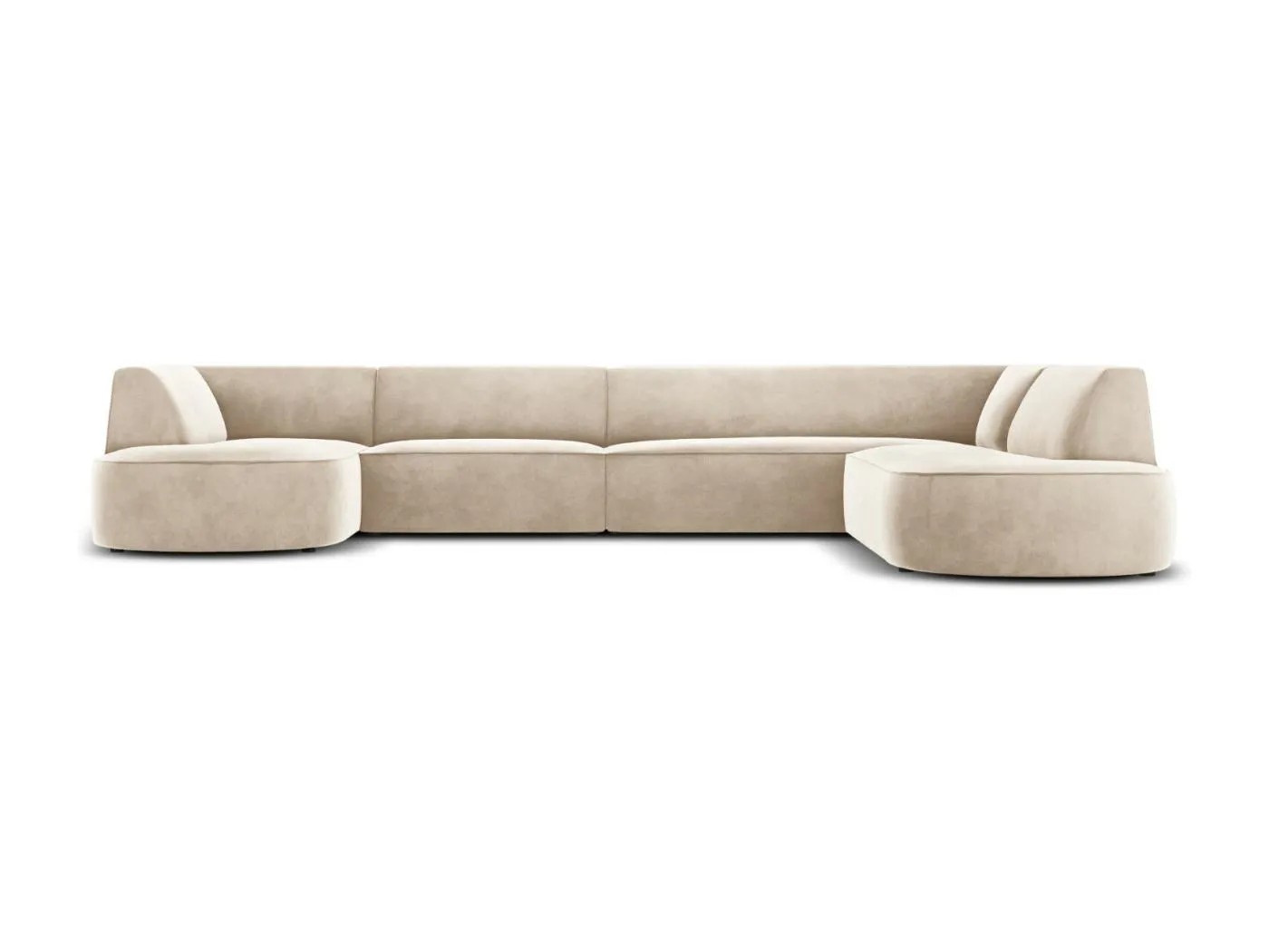 CXL by Christian Lacroix - 7-Sitzer Panoramasofa rechts "Charles" Sitzer aus Samt leichtes beige - 366x273x69cm