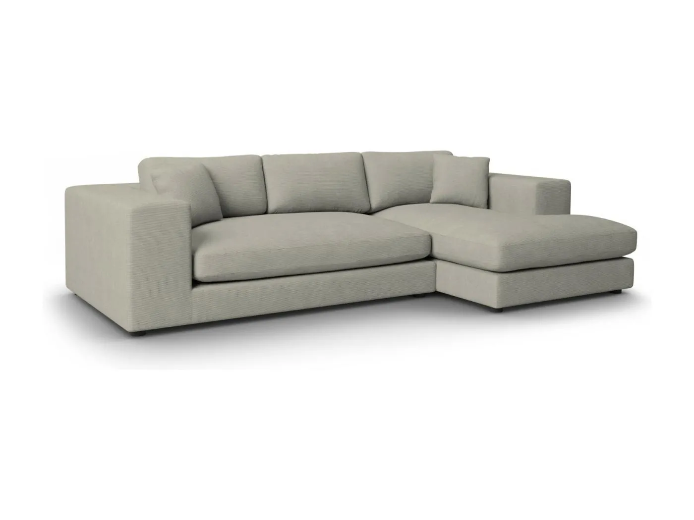 CXL by Christian Lacroix - 5-Sitzer Ecksofa rechts "Tendance" Sitzer aus Cord hellgrau - 282x174x72cm