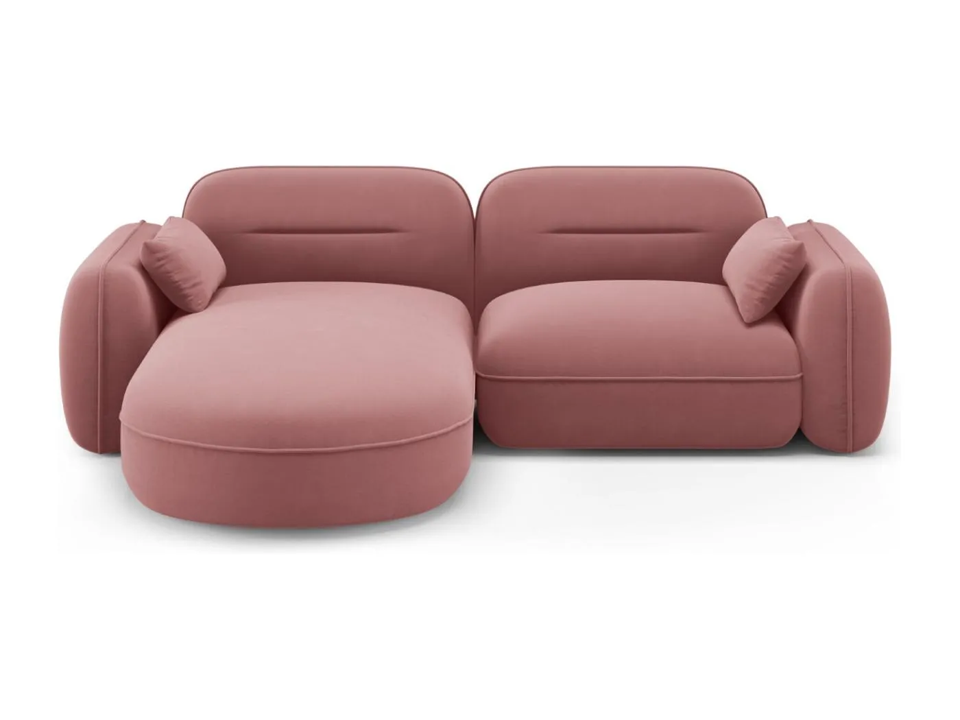 Cosmopolitan Design - 3-Sitzer modulares Ecksofa links "Sydney" aus Samt lachs - 230x165x70cm
