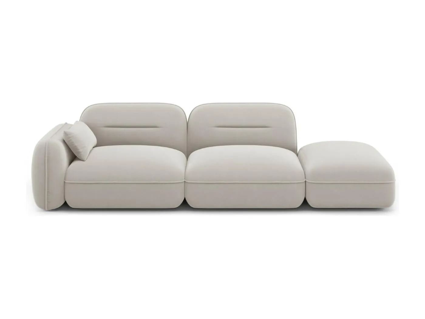 Cosmopolitan Design - 3-Sitzer modulares Sofa rechts "Sydney" aus Samt leichtes beige - 295x90x70cm