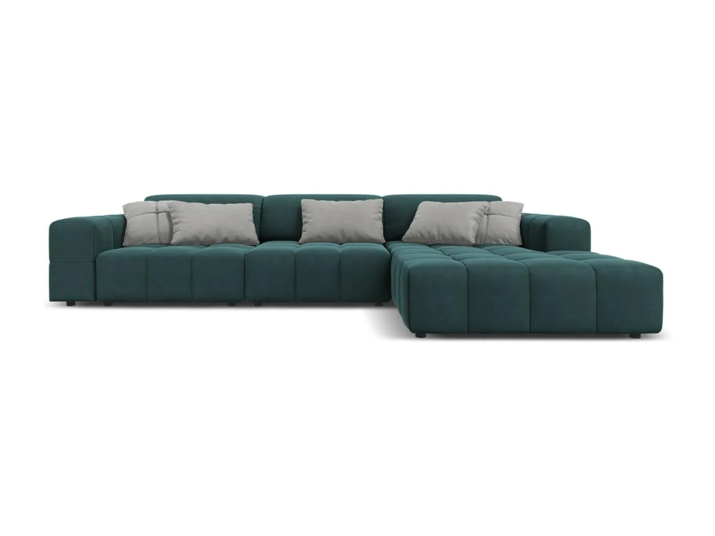 CXL by Christian Lacroix - 4-Sitzer Ecksofa rechts "Luc" Sitzer aus Samt petrol - 284x166x70cm
