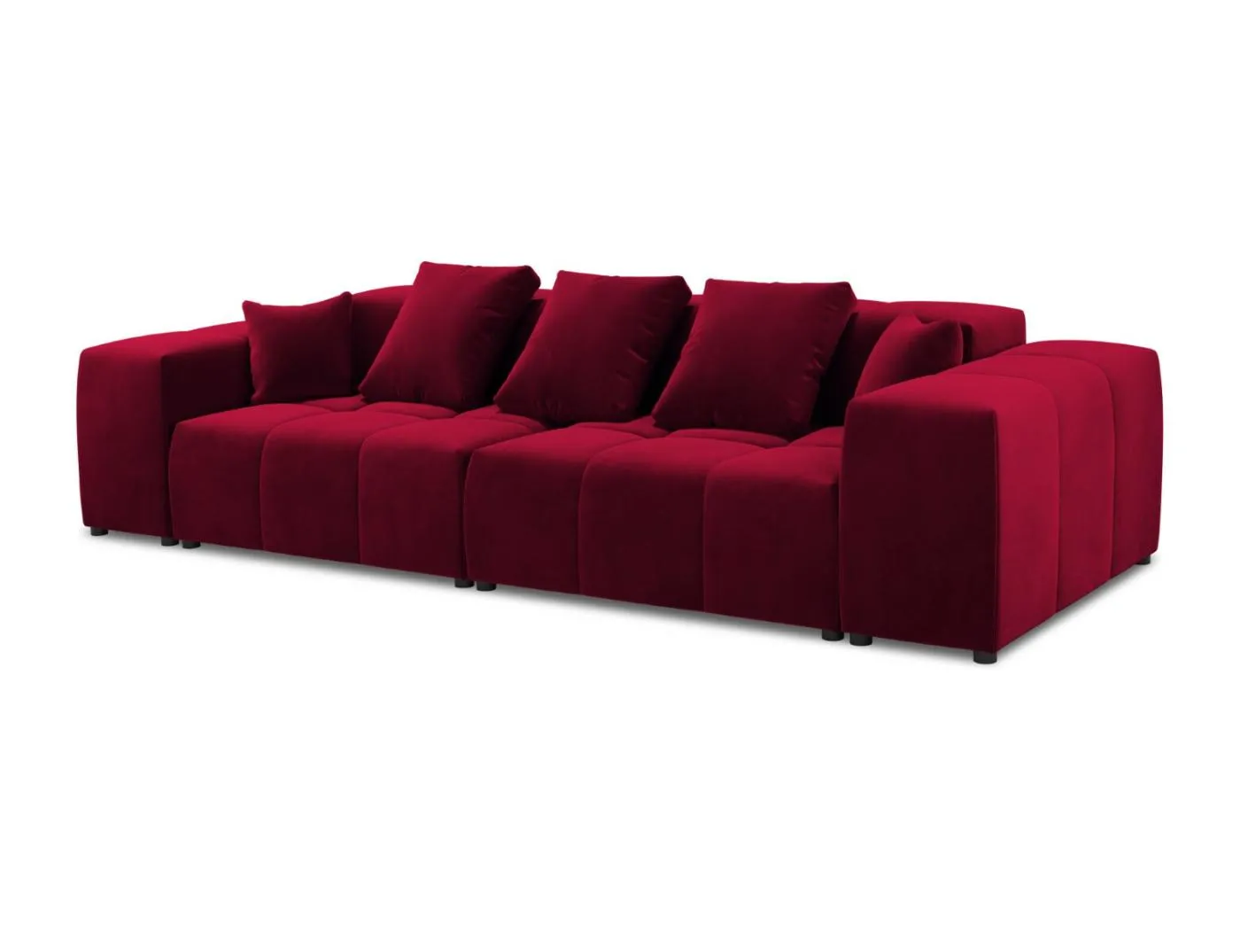 Cosmopolitan Design - 3-Sitzer modulares Sofa "Rome" aus Samt rot - 320x120x75cm