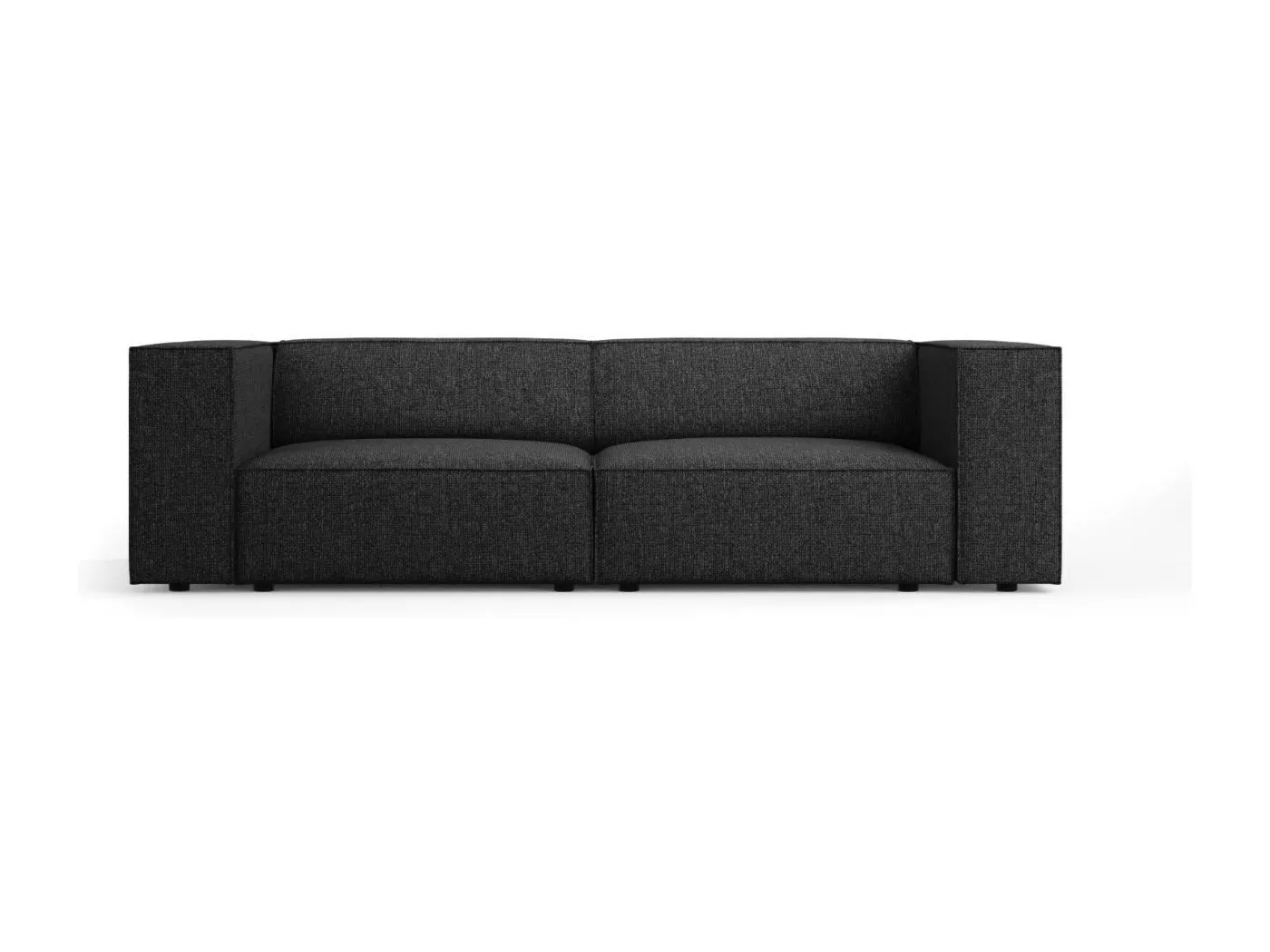 Cosmopolitan Design - 3-Sitzer Sofa "Arendal" aus Chenille-Stoff schwarz - 204x102x70cm