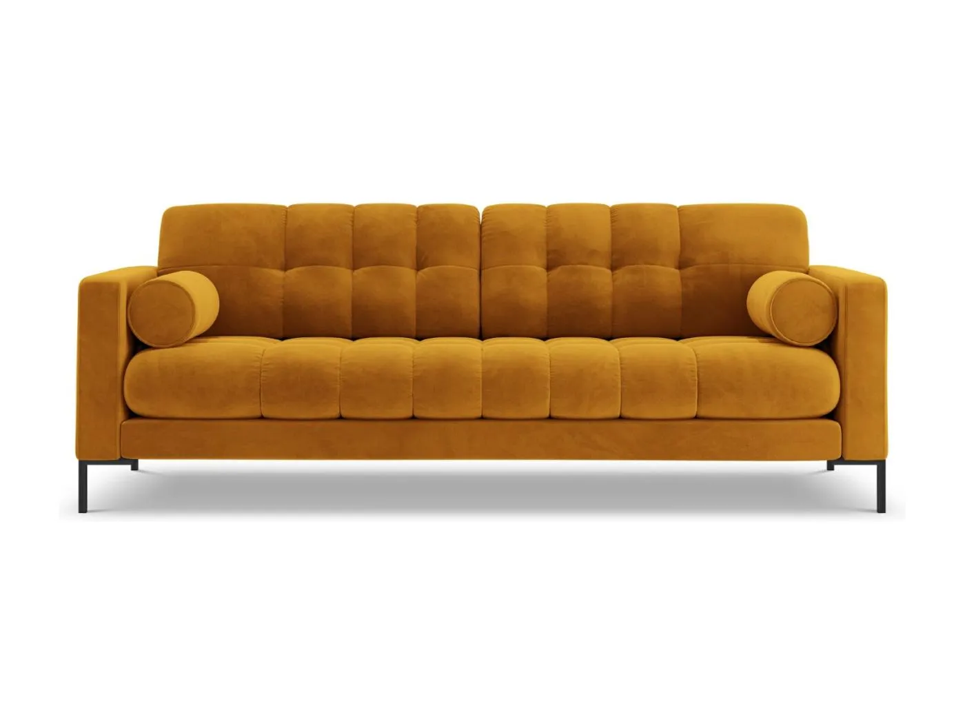 Cosmopolitan Design - 3-Sitzer Sofa "Bali" aus Samt gelb - 177x92x75cm