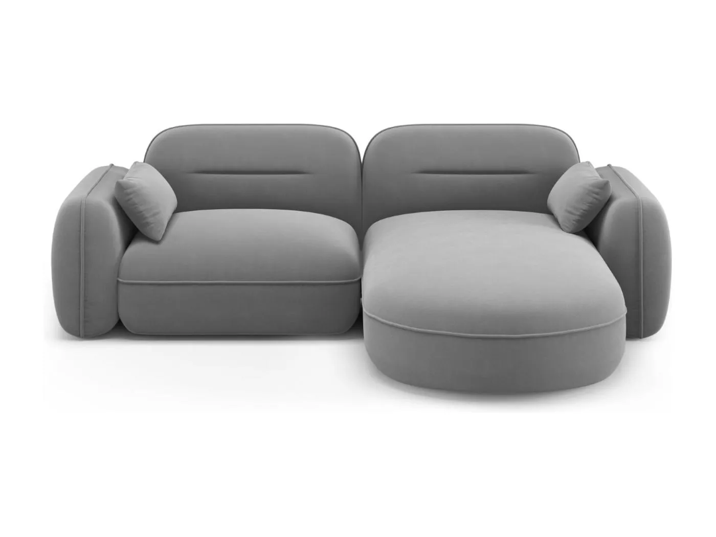 Cosmopolitan Design - 3-Sitzer modulares Ecksofa rechts "Sydney" aus Samt hellgrau - 230x165x70cm