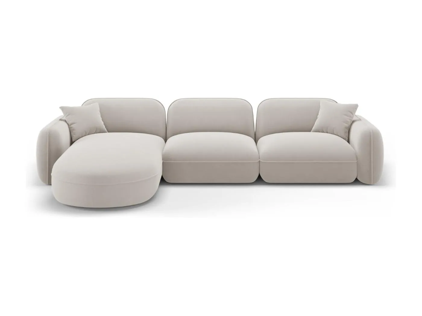 CXL by Christian Lacroix - 4-Sitzer modulares Ecksofa links "Lucien" Sitzer aus Samt leichtes beige - 320x165x70cm