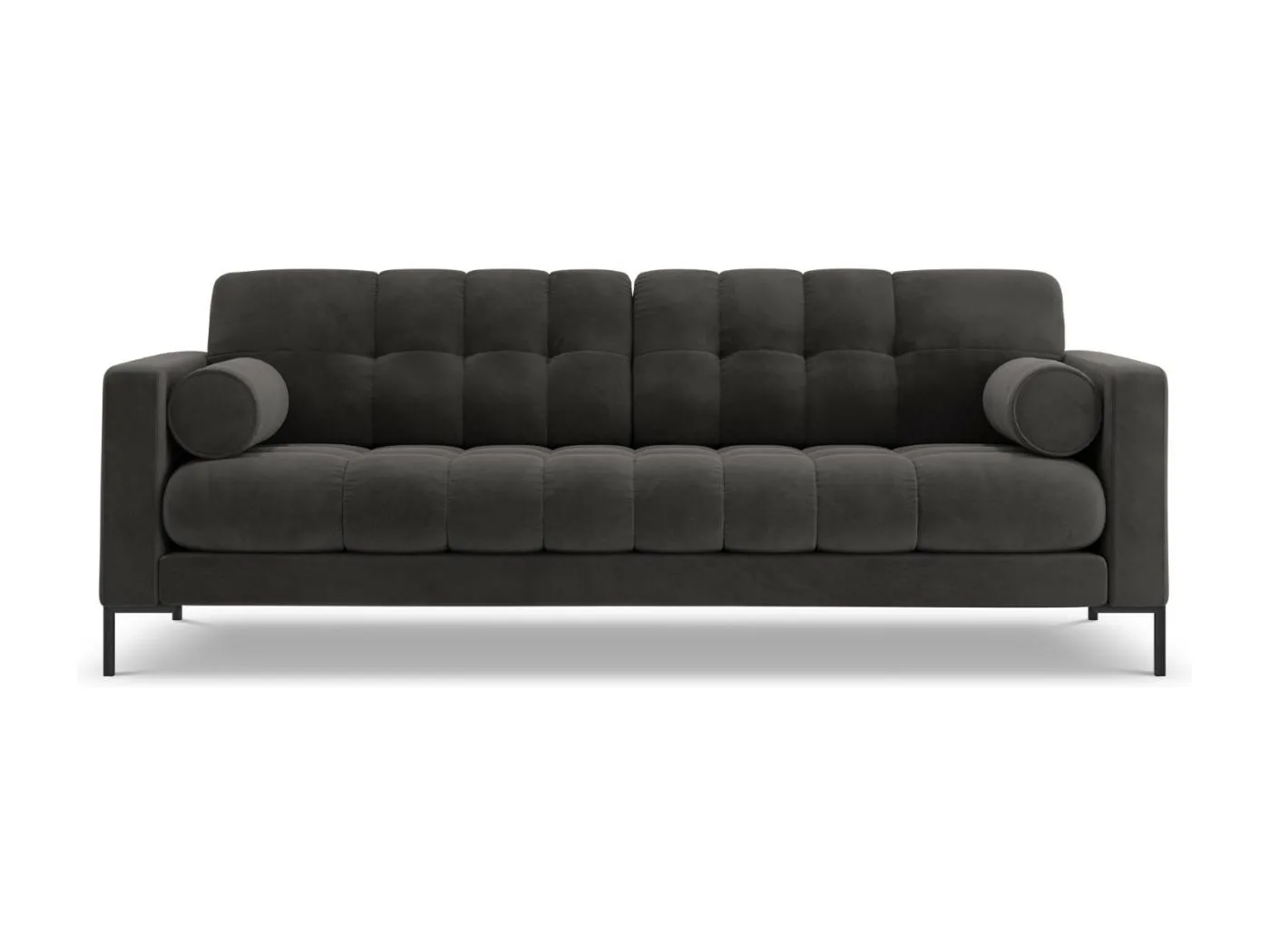 Cosmopolitan Design - 3-Sitzer Sofa "Bali" aus Samt dunkelgrau - 177x92x75cm