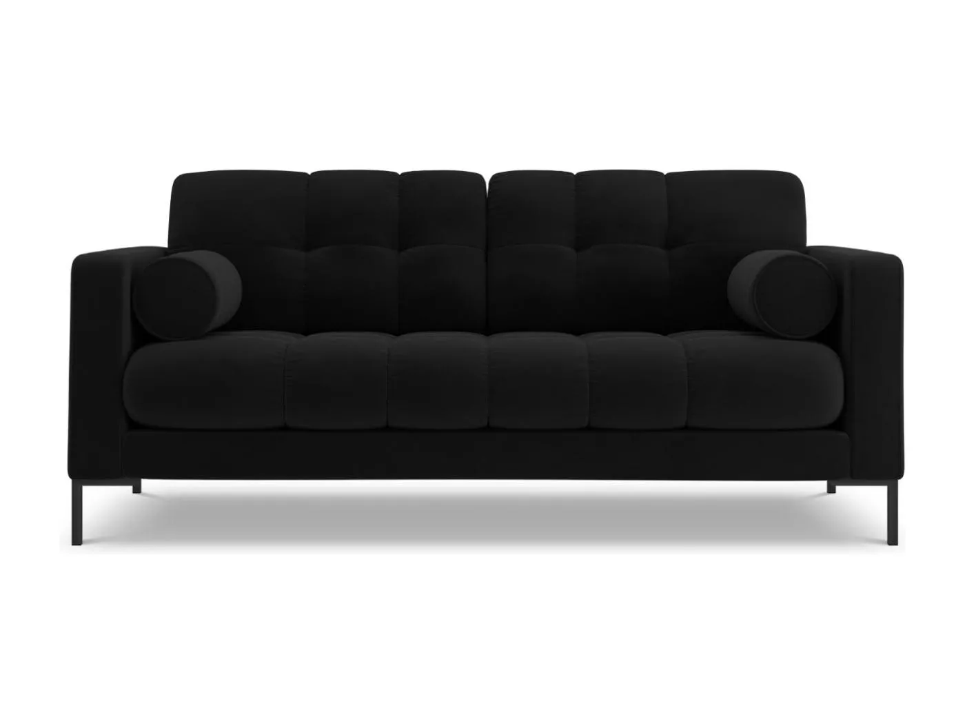 Cosmopolitan Design - 2-Sitzer Sofa "Bali" aus Samt schwarz - 152x92x75cm