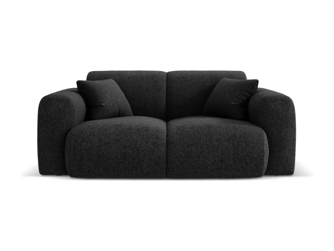 Cosmopolitan Design - 2-Sitzer Sofa "Nolio" aus Chenille-Stoff schwarz - 170x95x72cm