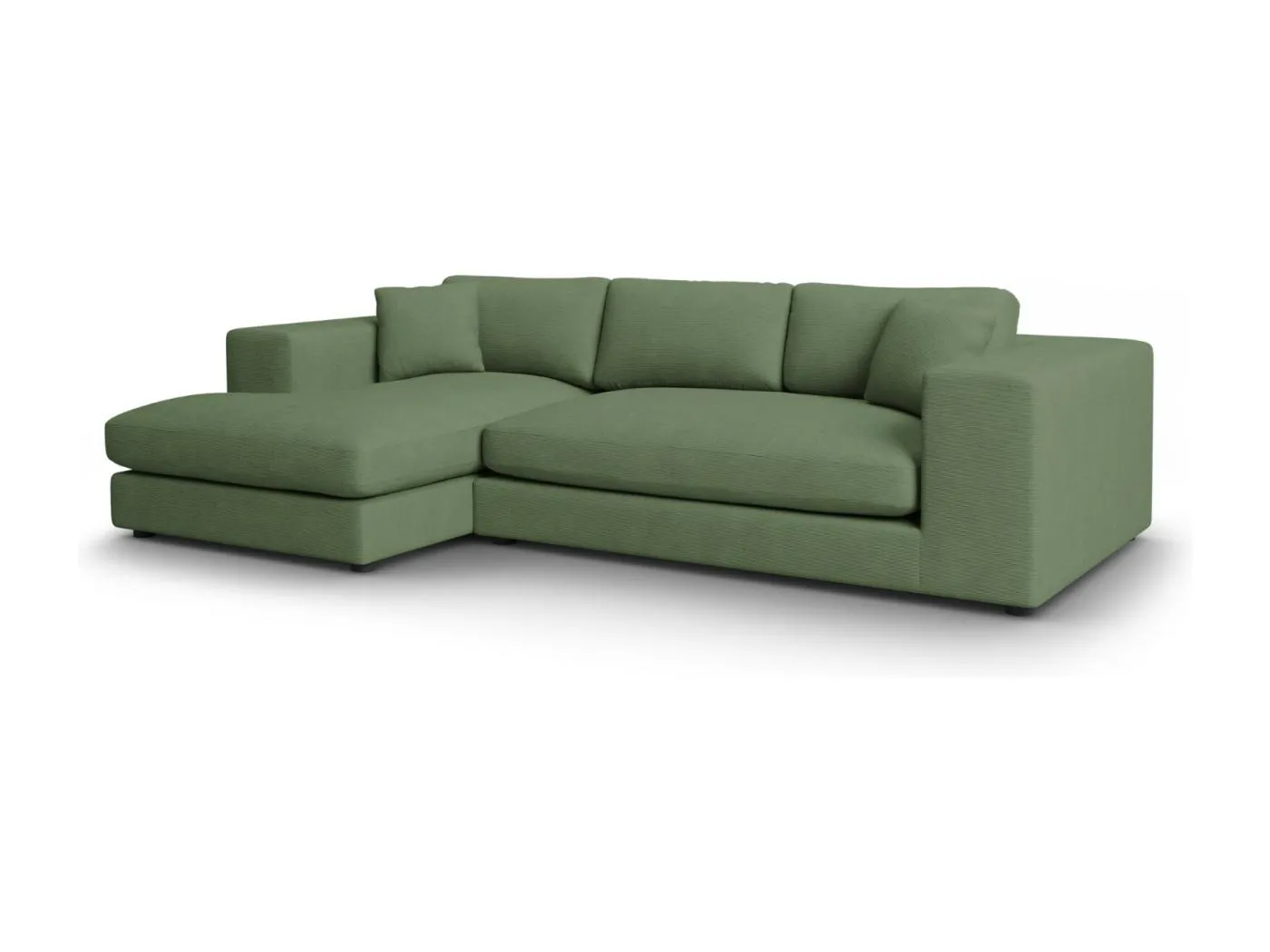 CXL by Christian Lacroix - 5-Sitzer Ecksofa links "Tendance" Sitzer aus Cord grün - 282x174x72cm