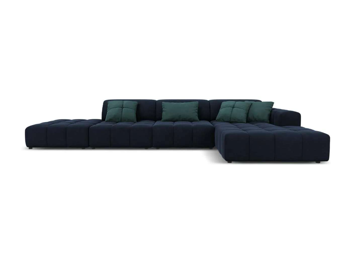 CXL by Christian Lacroix - 5-Sitzer Ecksofa rechts "Luc" Sitzer aus Samt dunkelblau - 341x166x70cm