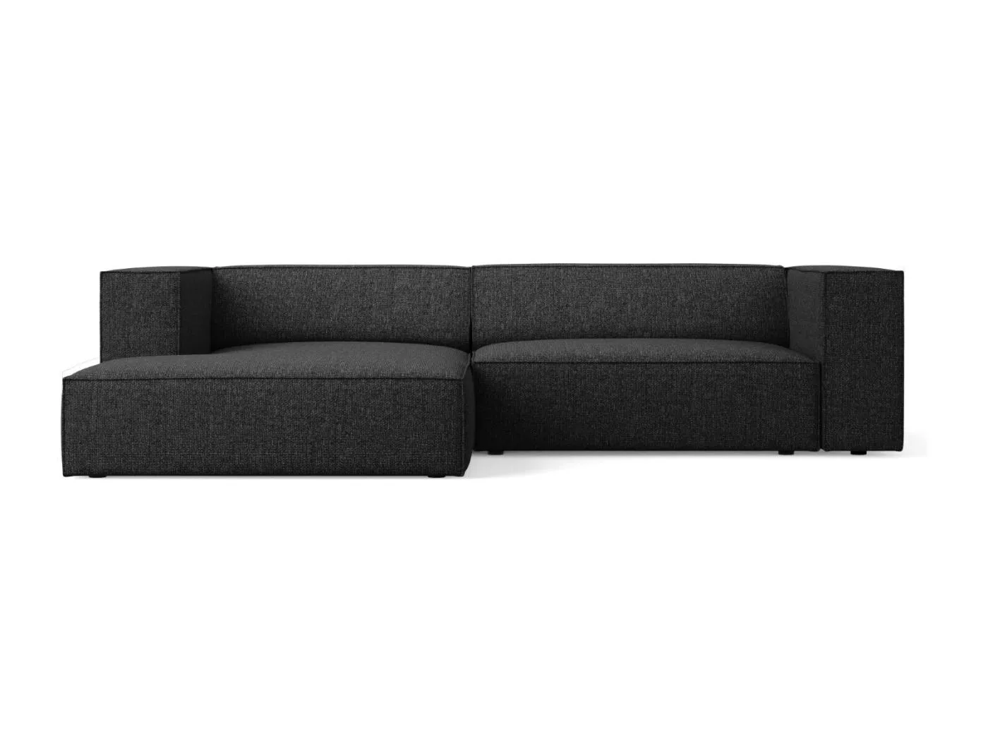 Cosmopolitan Design - 3-Sitzer Ecksofa links "Arendal" aus Chenille-Stoff schwarz - 224x166x70cm