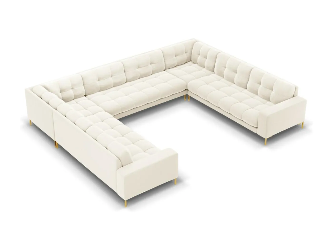 Cosmopolitan Design - 9-Sitzer Panoramasofa "Bali" aus Samt leichtes beige - 327x256x75cm