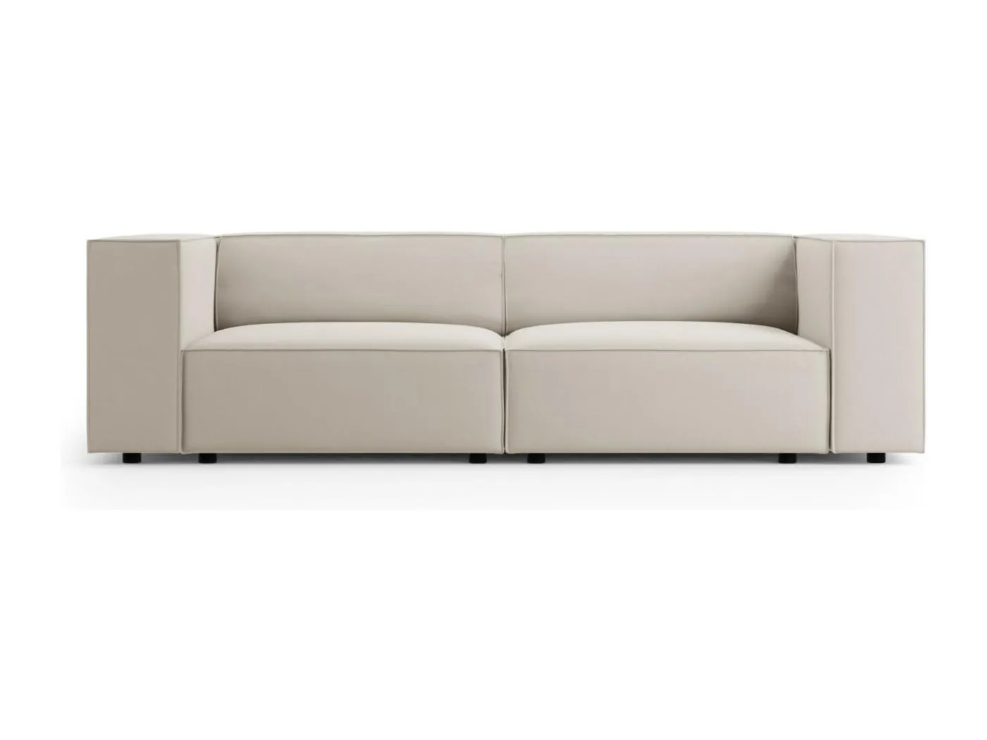 Cosmopolitan Design - 3-Sitzer Sofa "Arendal" aus Samt Ecru - 204x102x70cm