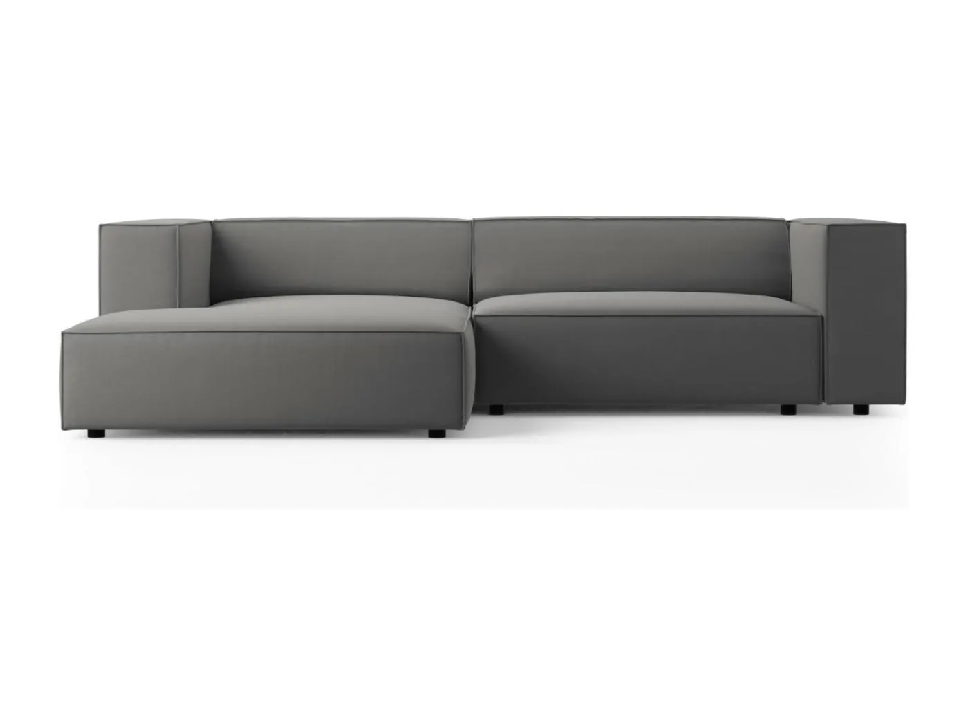 Cosmopolitan Design - 3-Sitzer Ecksofa links "Arendal" aus Samt betonfarben - 224x166x70cm