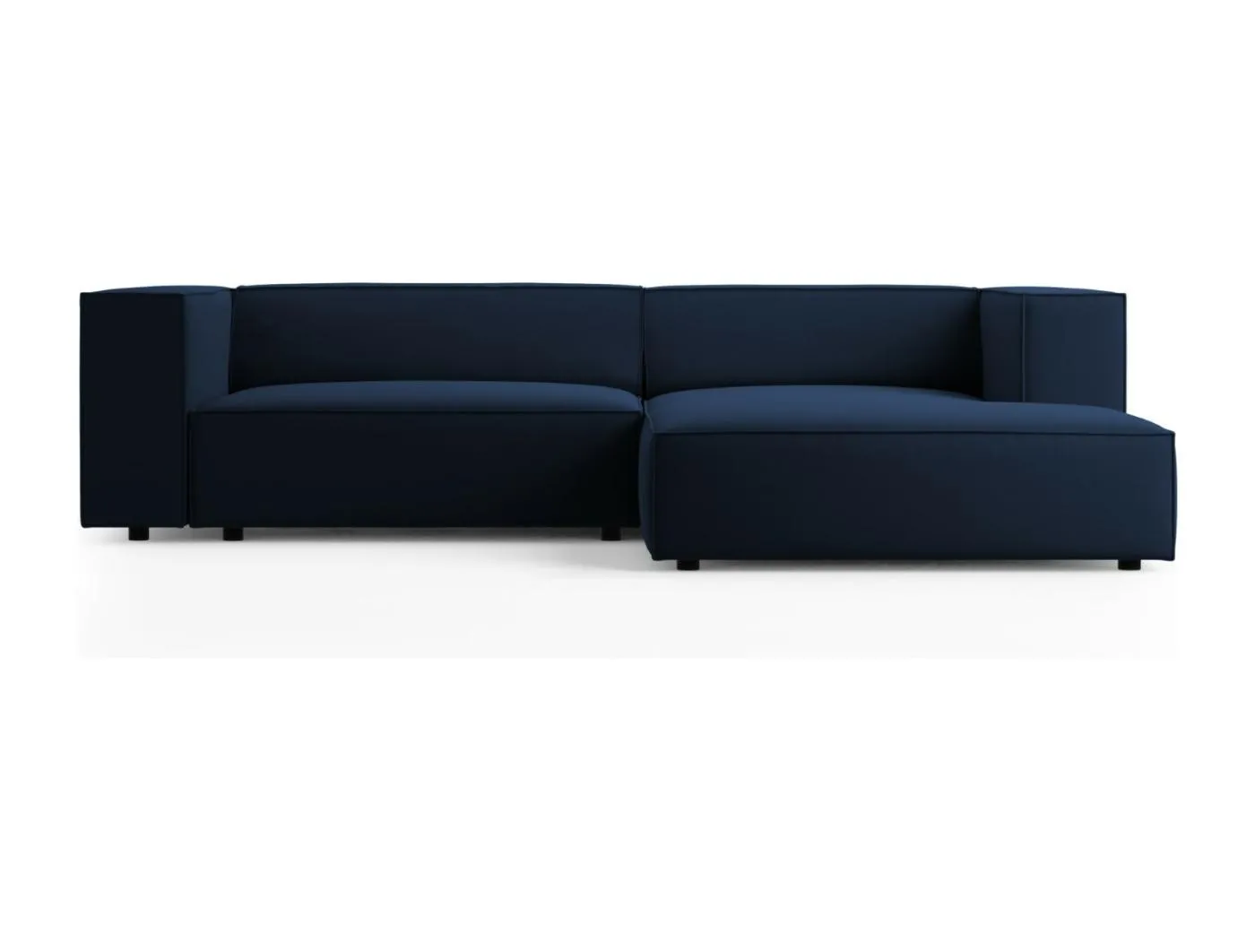 Cosmopolitan Design - 3-Sitzer Ecksofa rechts "Arendal" aus Samt königsblau - 224x166x70cm