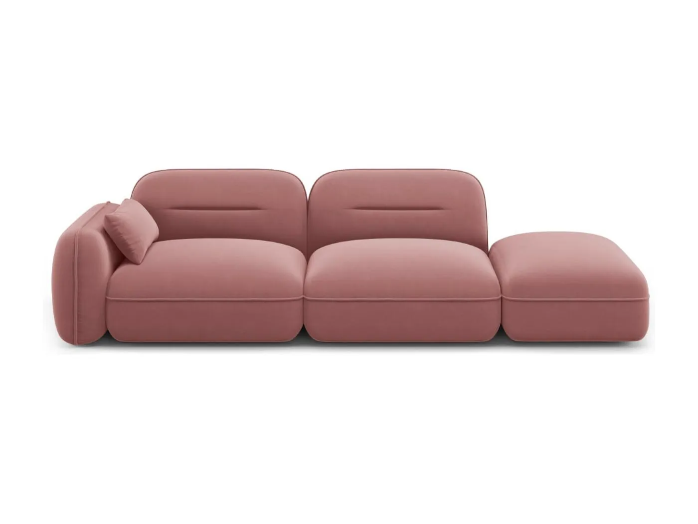 Cosmopolitan Design - 3-Sitzer modulares Sofa rechts "Sydney" aus Samt lachs - 295x90x70cm