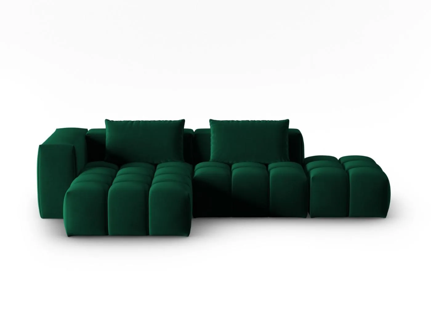 CXL by Christian Lacroix - 4-Sitzer modulares Ecksofa links "Lorella" Sitzer aus Samt flaschengrün - 265x145x70cm