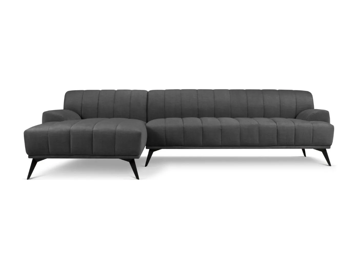CXL by Christian Lacroix - 5-Sitzer Ecksofa links "Rita" Sitzer aus Samt dunkelgrau - 289x185x77cm