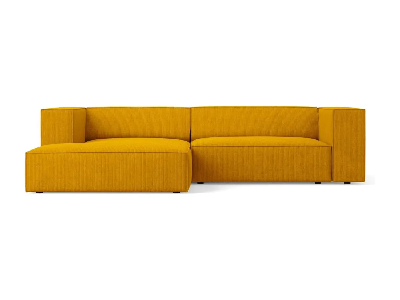 Cosmopolitan Design - 3-Sitzer Ecksofa links "Arendal" aus Chenille-Stoff mit Rippeneffekt senf - 224x166x70cm