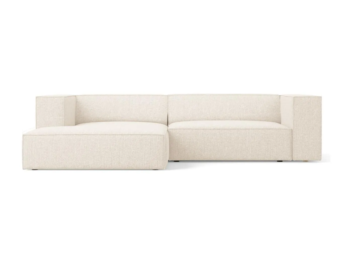 Cosmopolitan Design - 3-Sitzer Ecksofa links "Arendal" aus Chenille-Stoff leichtes beige - 224x166x70cm