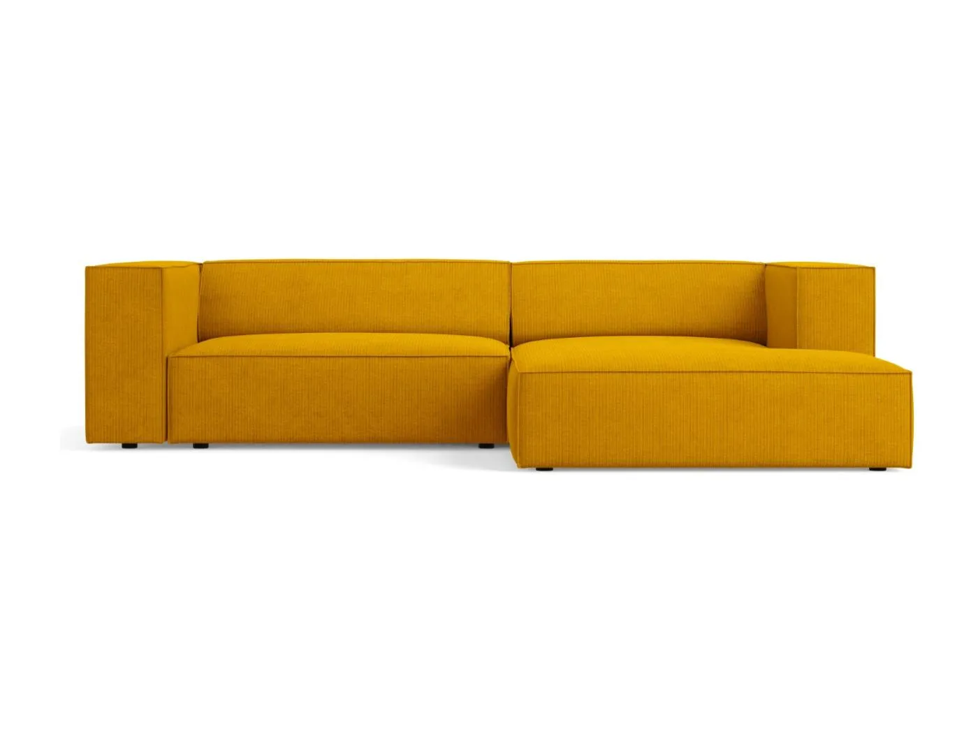 Cosmopolitan Design - 3-Sitzer Ecksofa rechts "Arendal" aus Chenille-Stoff mit Rippeneffekt senf - 224x166x70cm