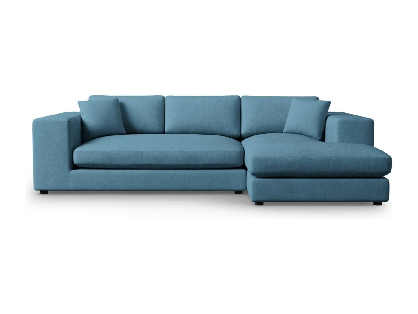 CXL by Christian Lacroix - 5-Sitzer Ecksofa rechts "Tendance" Sitzer aus strukturiertem Stoff blau - 282x174x72cm