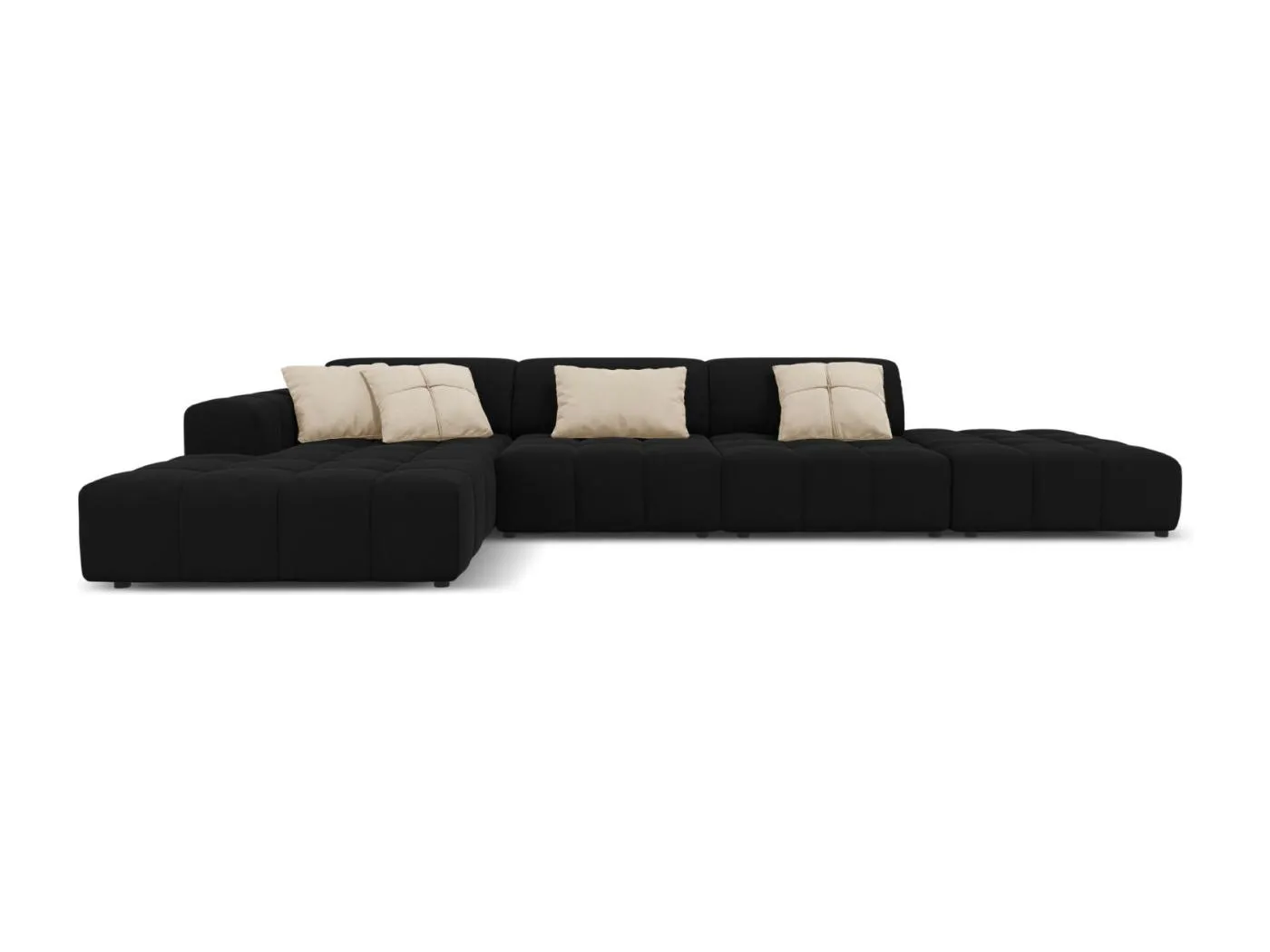 CXL by Christian Lacroix - 5-Sitzer Ecksofa links "Luc" Sitzer aus Samt schwarz - 341x166x70cm