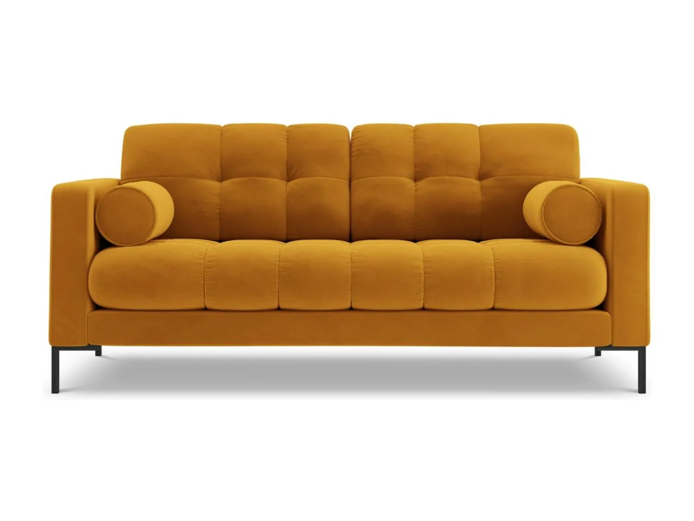 Cosmopolitan Design - 2-Sitzer Sofa "Bali" aus Samt gelb - 152x92x75cm
