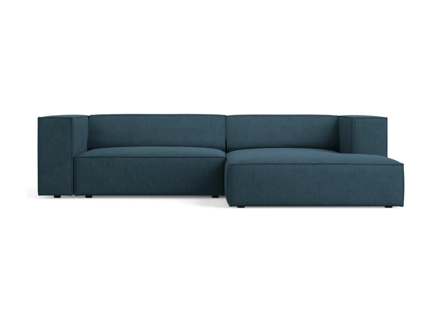 Cosmopolitan Design - 3-Sitzer Ecksofa rechts "Arendal" aus Chenille-Stoff mit Rippeneffekt marineblau - 224x166x70cm