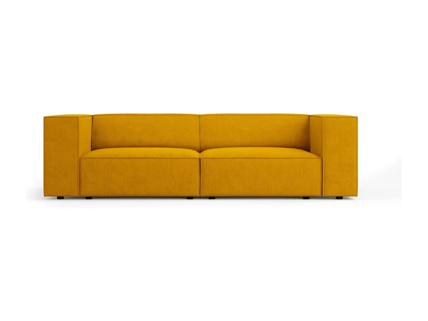 Cosmopolitan Design - 3-Sitzer Sofa "Arendal" aus Chenille-Stoff mit Rippeneffekt senf - 204x102x70cm