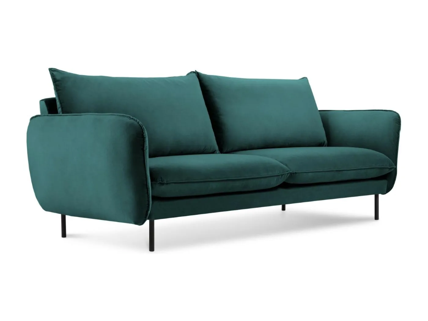 Cosmopolitan Design - 2-Sitzer Sofa "Vienna" aus Samt petrol - 160x92x95cm