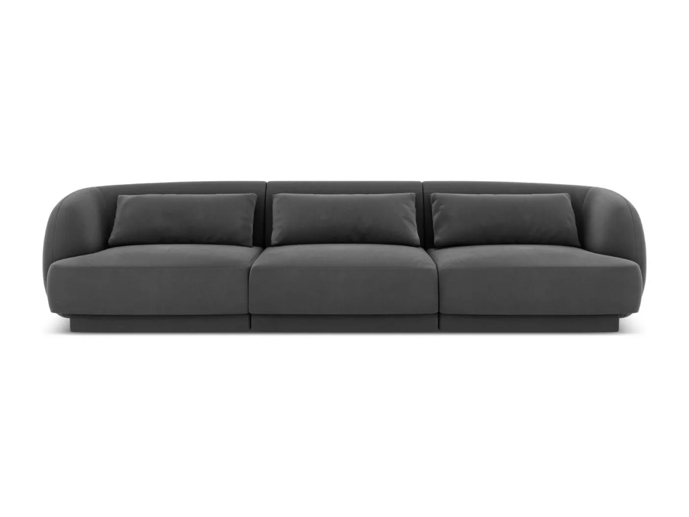 Cosmopolitan Design - 3-Sitzer Sofa "Tulum" aus Samt grau - 255x90x70cm