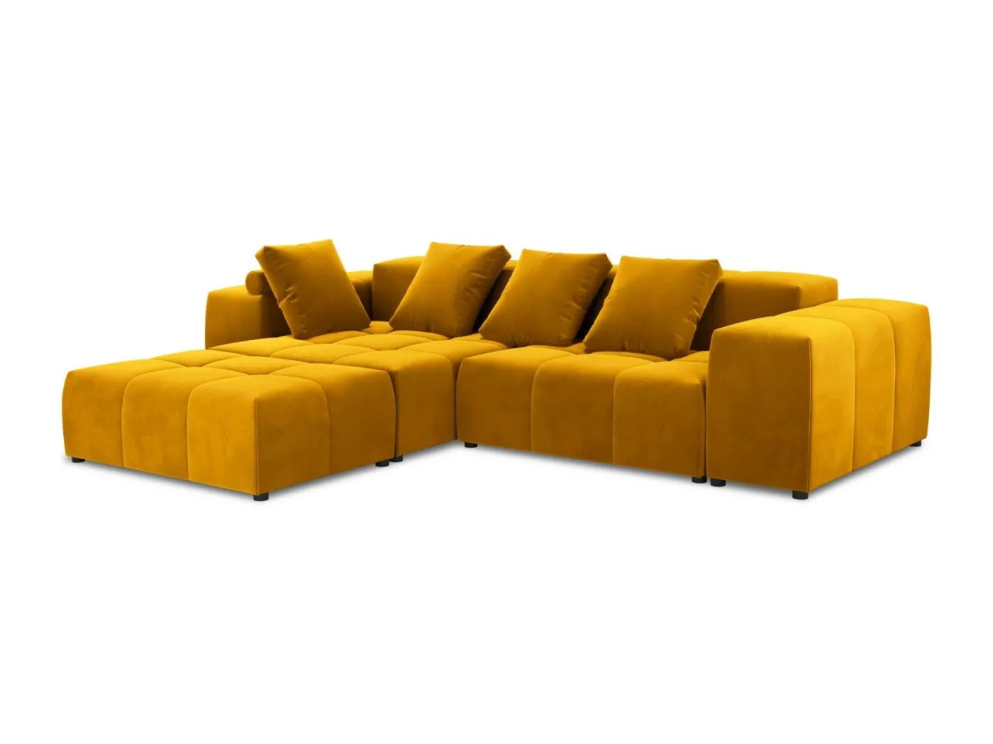 Cosmopolitan Design - 5-Sitzer modulares symmetrisches Ecksofa "Rome" aus Samt gelb - 320x240x75cm