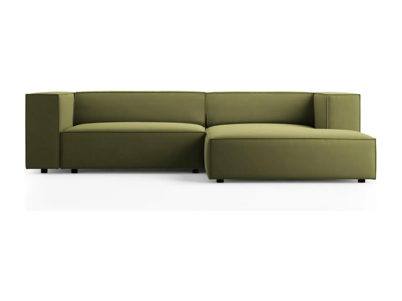 Cosmopolitan Design - 3-Sitzer Ecksofa rechts "Arendal" aus Samt hellgrün - 224x166x70cm