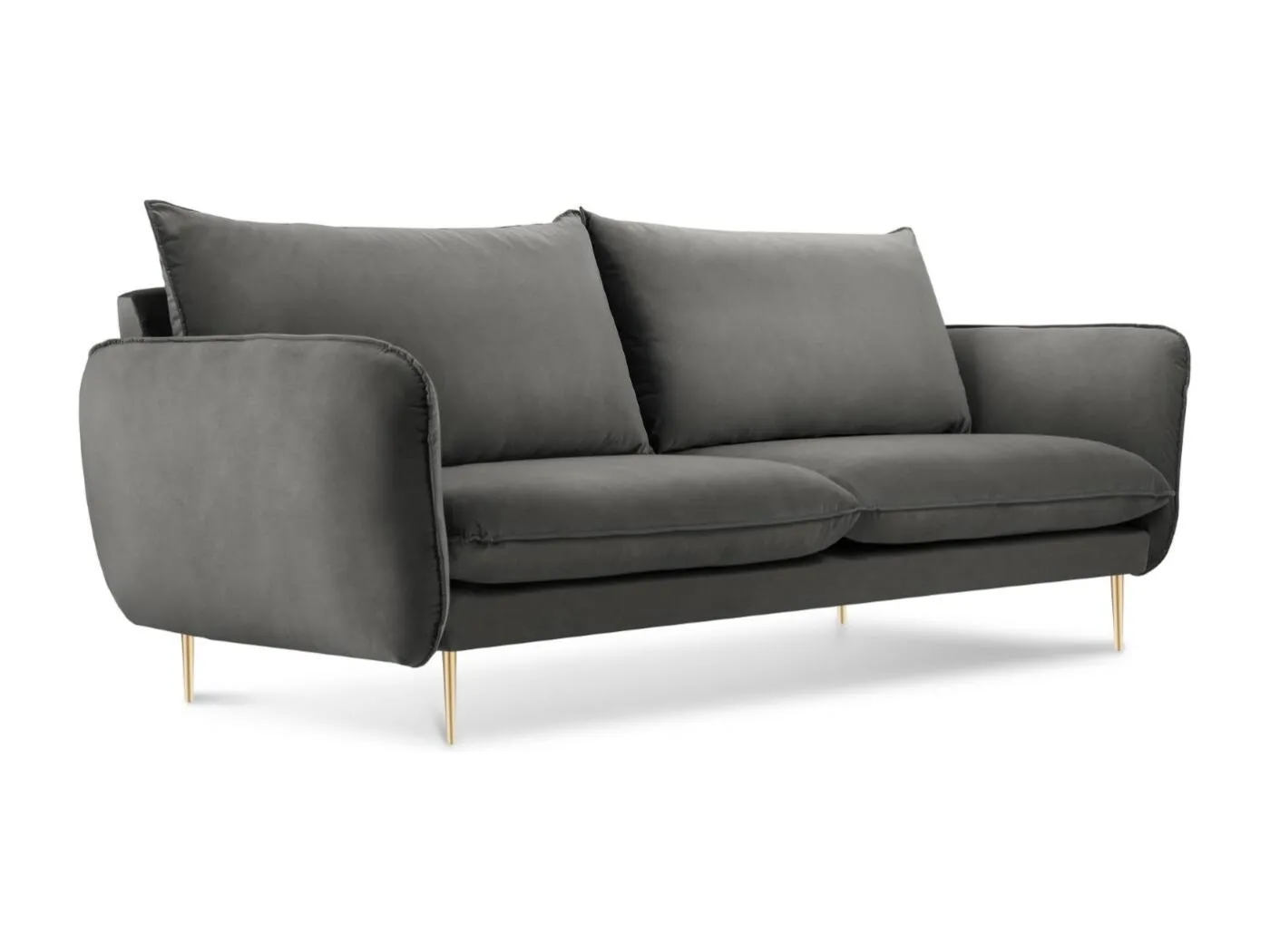 Cosmopolitan Design - 2-Sitzer Sofa "Vienna" aus Samt grau - 160x92x95cm
