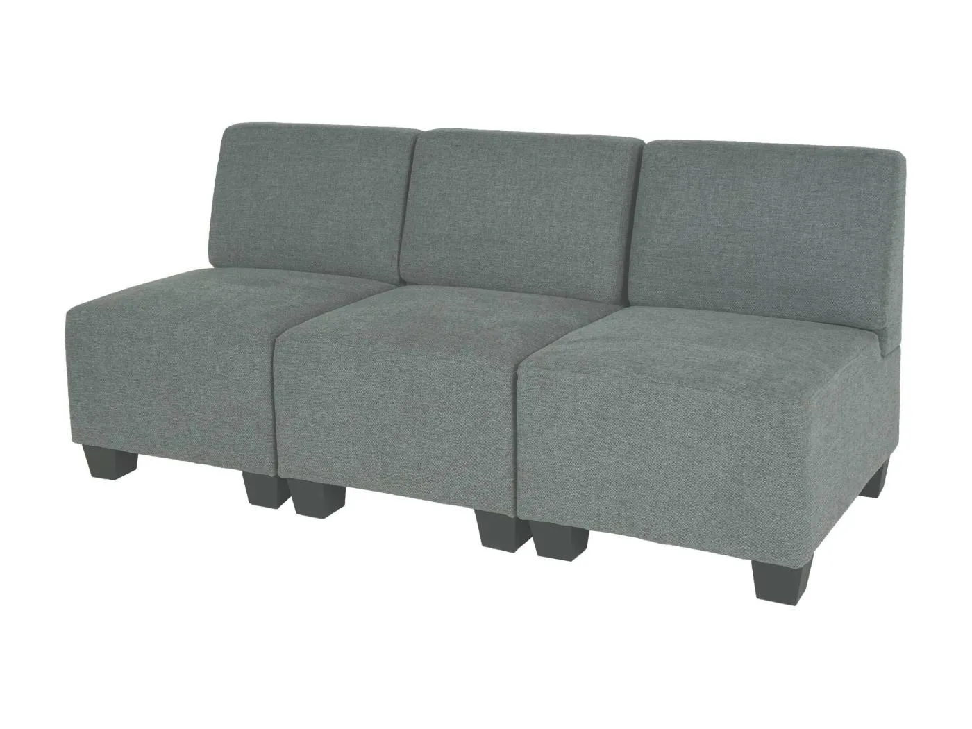 Modular 3-Sitzer Sofa Moncalieri, Grau, ohne Armlehnen