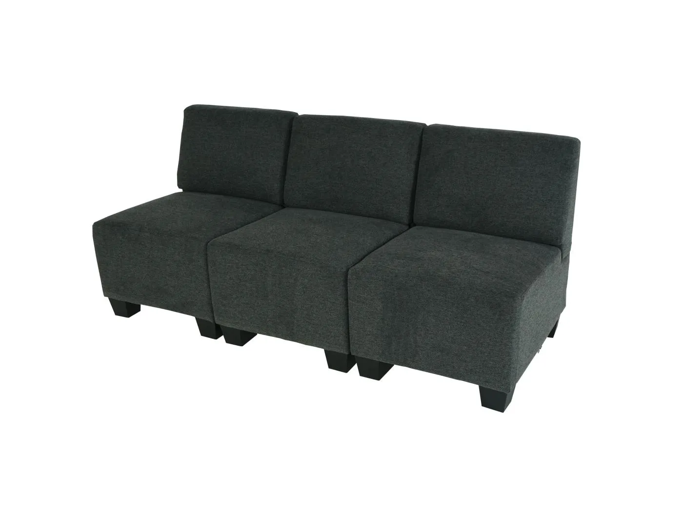 Modular 3-Sitzer Sofa Moncalieri, Anthrazit-grau, ohne Armlehnen