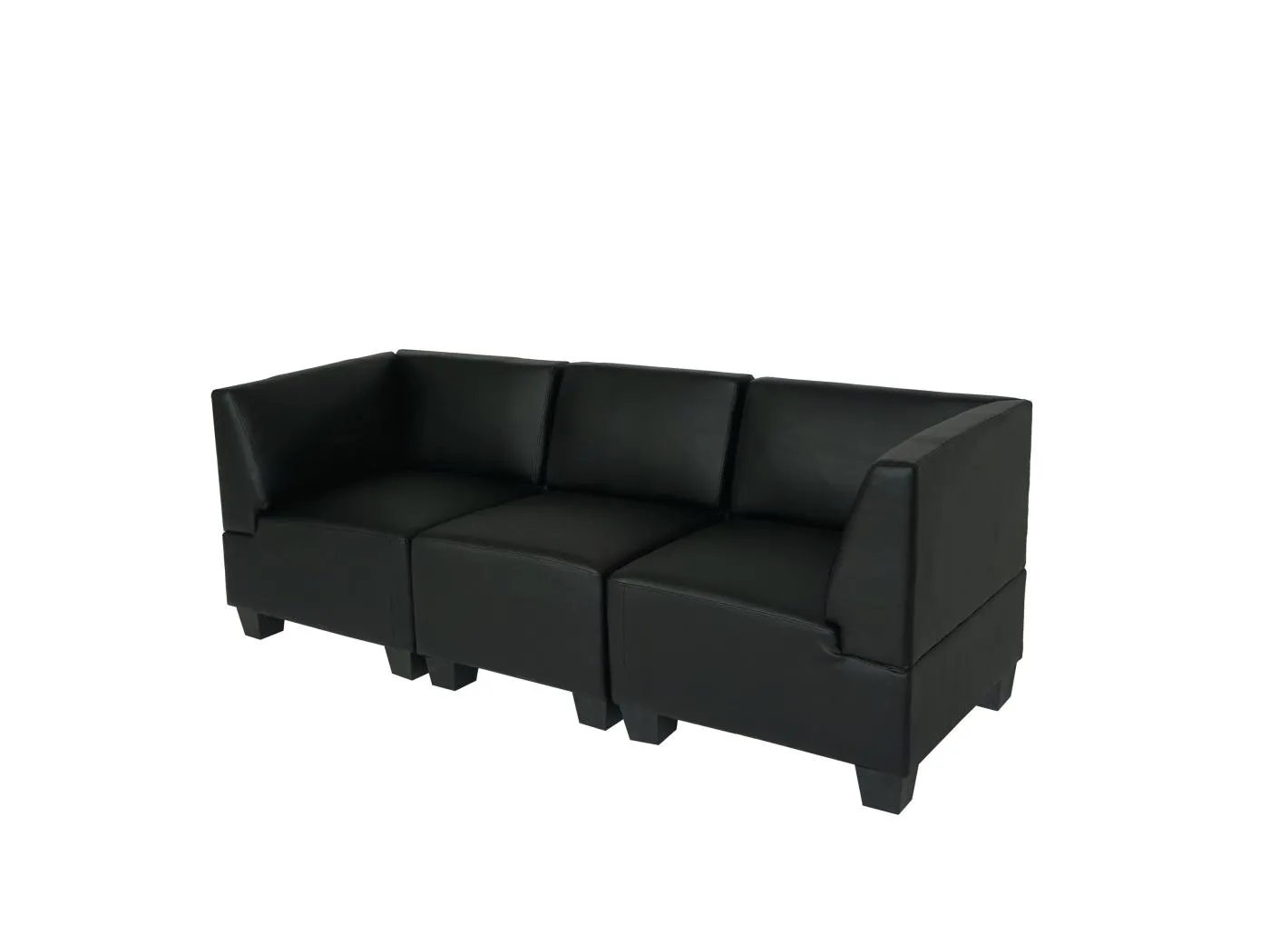 Modular 3-Sitzer Sofa Moncalieri, Schwarz, hohe Armlehnen