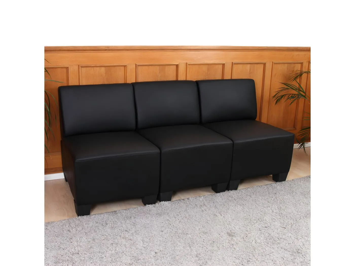 3-Sitzer Moncalieri, Schwarz, ohne Armlehnen