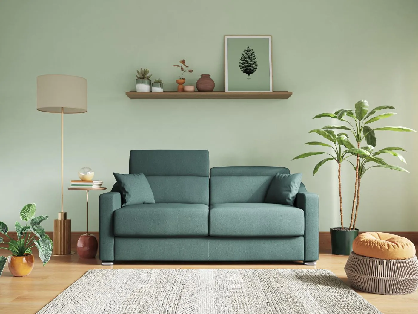 Amber Schlafsofa aus schmutzabweisendem Stoff T05 191 cm (mat. 140x197) beige