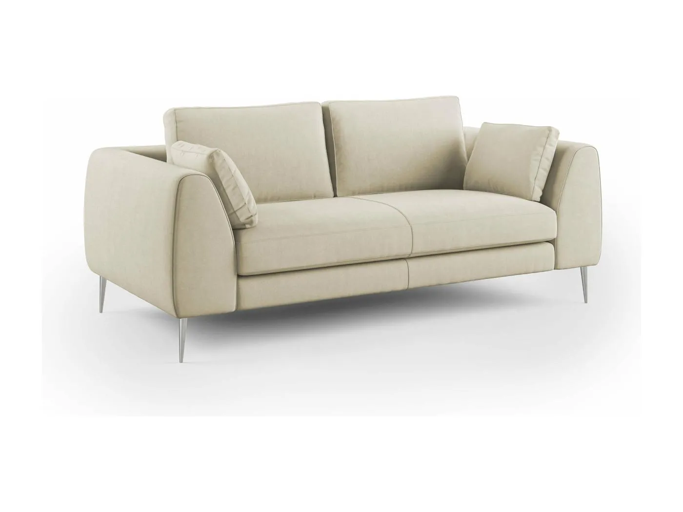 Plano modernes Sofa aus abwaschbarer technischer Mikrofaser T11 216 cm creme
