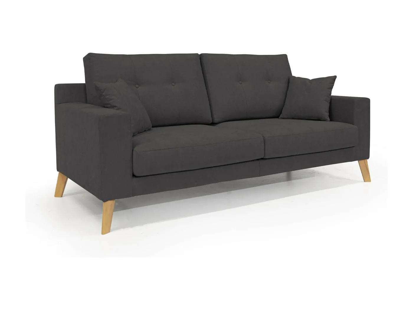 Danish modernes Sofa aus weichem, wasserfestem Stoff T02 166 cm schwarz