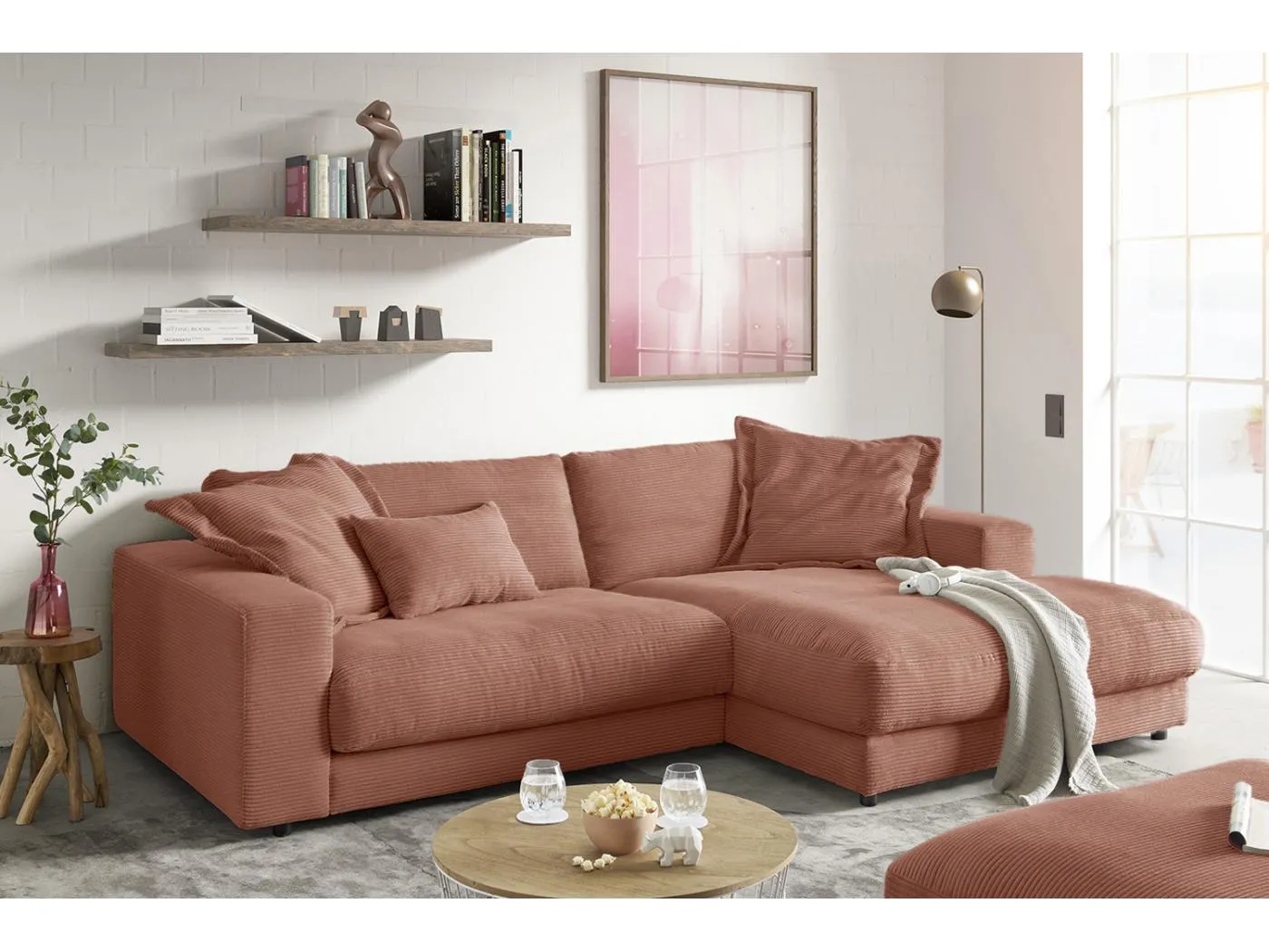 Ecksofa - Braun Cord - MADELINE